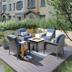 4 Pc Patio Set w 30" Fire Pit Table